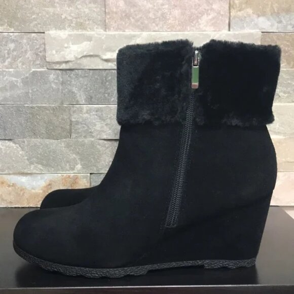 Alfani Step 'N Flex Oreena Faux-Fur-Cuff Wedge Booties - Picture 4 of 8